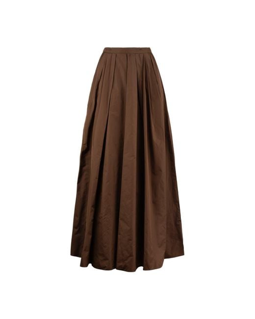 Max Mara Brown Silk Taffeta Long Skirt