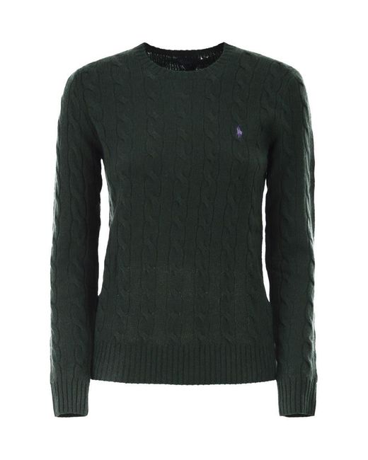 Polo Ralph Lauren Green Plaited Wool And Cashmere Crew-Neck