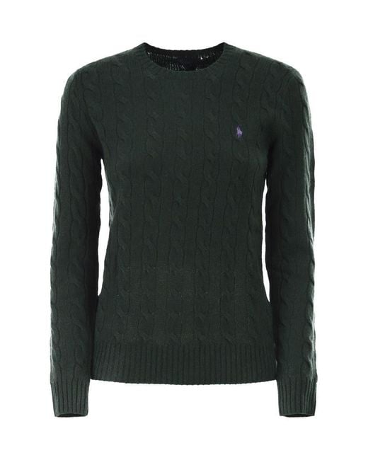 Polo Ralph Lauren Green Plaited Wool And Cashmere Crew-Neck