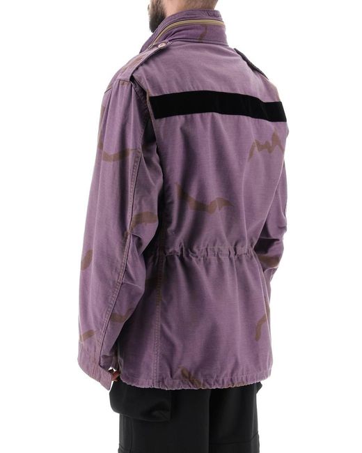 OAMC Purple Field Jacket In Cotton With Camouflage Pattern for men