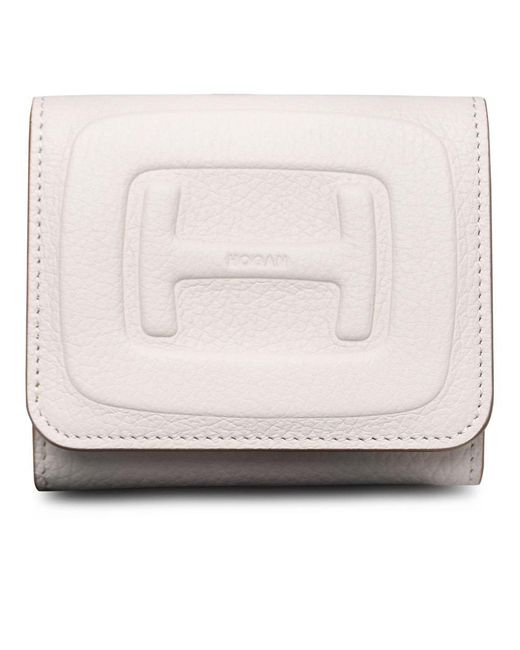 Hogan Natural Ivory Hammered Leather Wallet