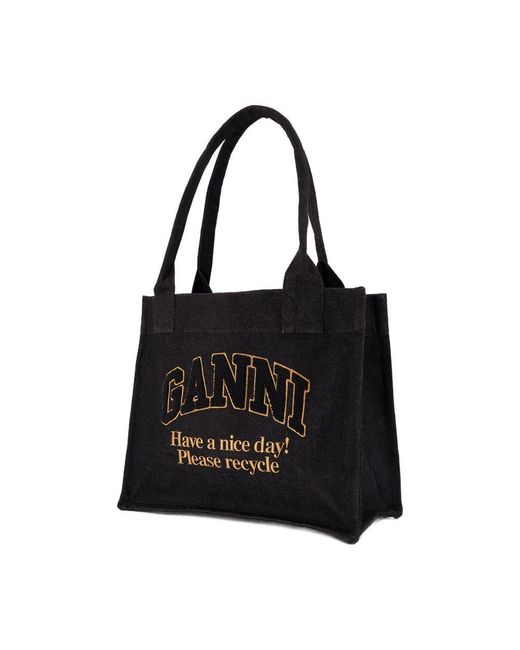 Ganni Black Large Easy Shopper Bag