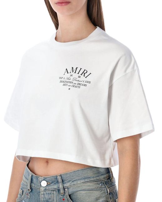 Amiri White Arts District Cropped Cotton Tee
