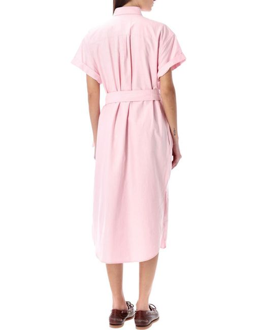 Polo Ralph Lauren Pink Belted Oxford Shirtdress