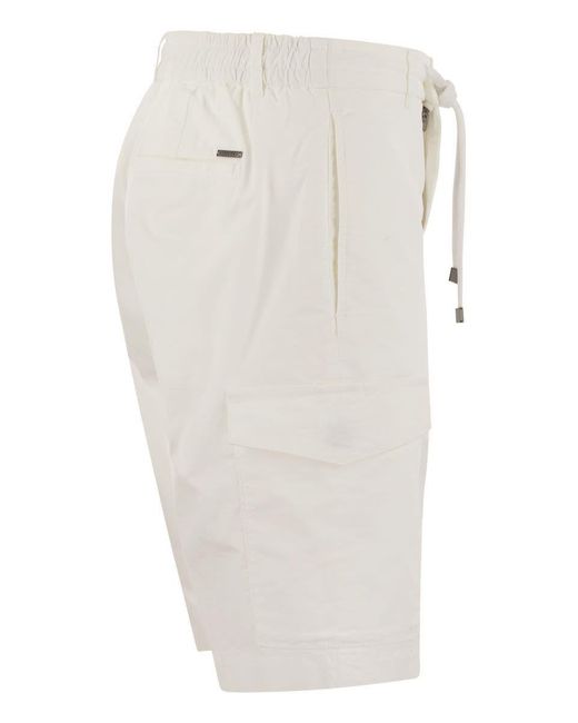 Peserico White Lightweight Cotton Lyocell Canvas Jogger Bermuda Shorts for men