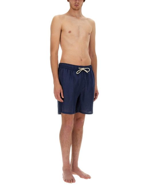 Mc2 Saint Barth Blue Linen Swimsuit for men