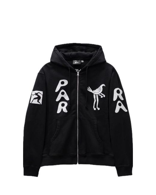 Parra Black Zipped Pigeon Zip Hooded Sweatshirt for men