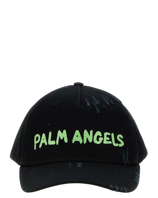 Palm Angels Black Seasonal Logo Hats for men