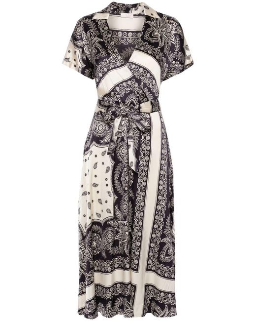 Liu Jo Black Midi Viscose Dress With Bandana Print