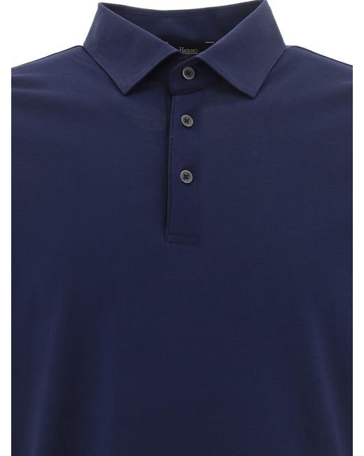 Herno Blue Crêpe Jersey Polo Shirt for men