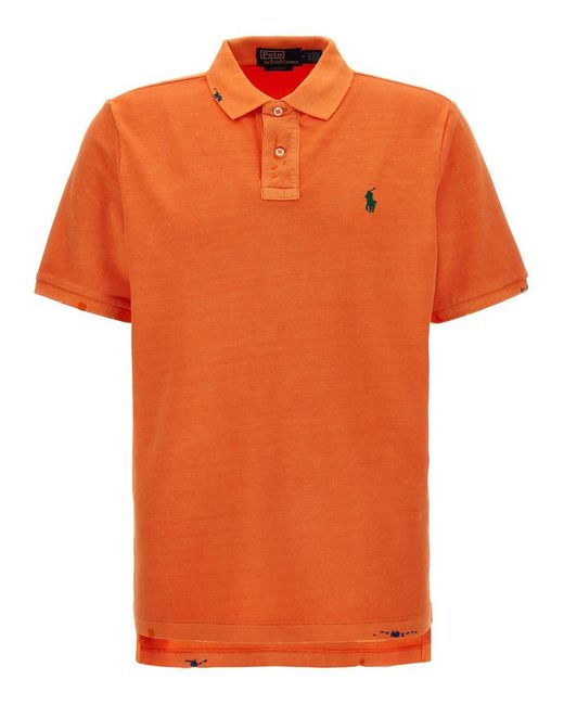 Polo Ralph Lauren Orange Logo Embroidery Polo Shirt for men
