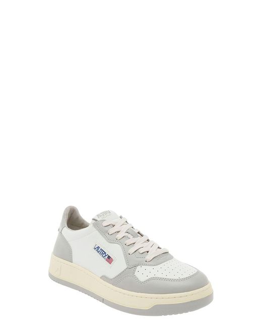 Autry White 'Medalist' And Low Top Sneakers With Logo Detail for men