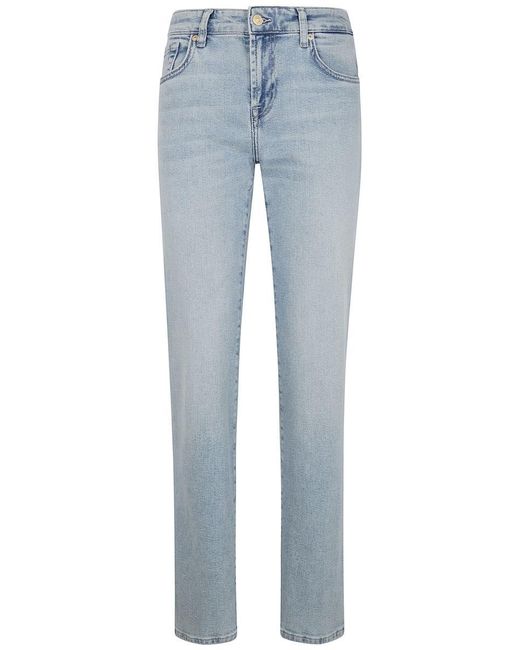 7 For All Mankind Blue "Calie" Straight Frozen Jeans Clothing