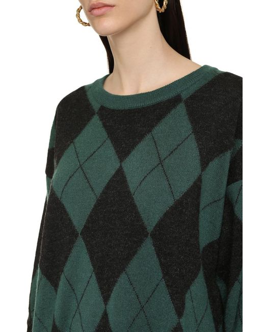 Aspesi Green Argyle Sweater