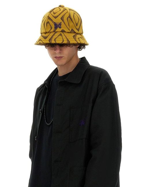 Needles Yellow Hat With Print for men