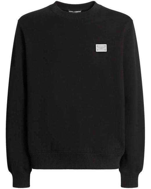 Dolce & Gabbana Black Logo Plaque Sweatshirt for men