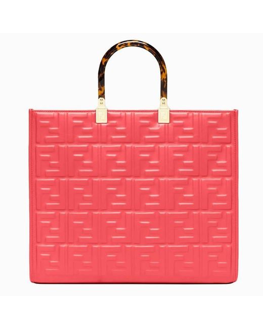 Fendi Medium Sunshine Shopper Bag Pink Dalia in Red | Lyst