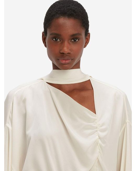 Victoria Beckham White Asymmetric Silk Blouse