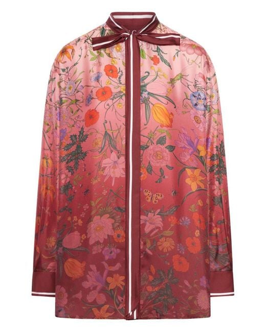 Gucci Red Printed Silk Shirt