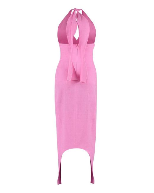 Patou Pink Neck-strap Crepe Dress