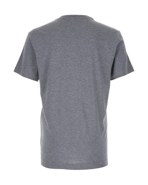 Dolce & Gabbana Gray Grey Crewneck T-shirt With Logo Lettering Print On The Front In Cotton Man for men