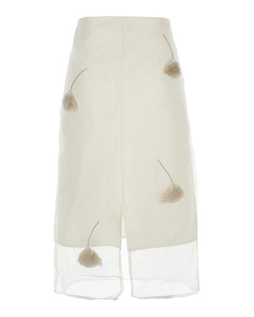 Rohe White Skirt With All-Over Tulip Embellishments