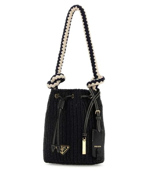 Prada Black Crochet Mini Bucket Bag