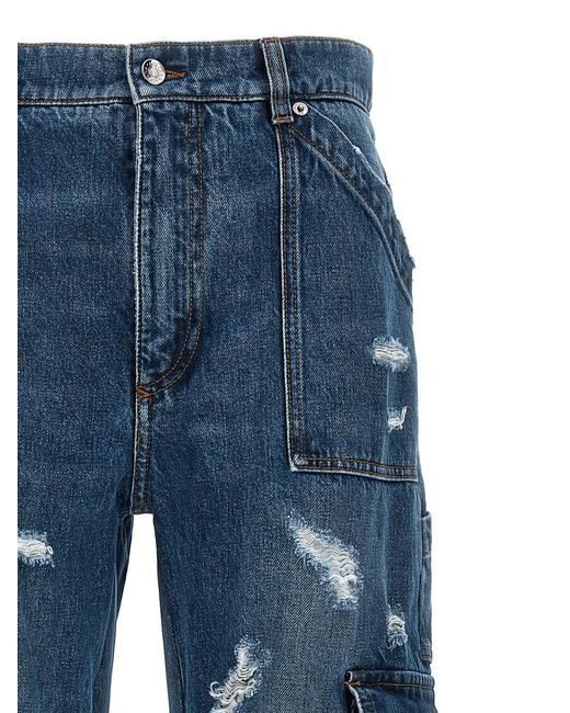 Dolce & Gabbana Blue Used Effect Cargo Jeans