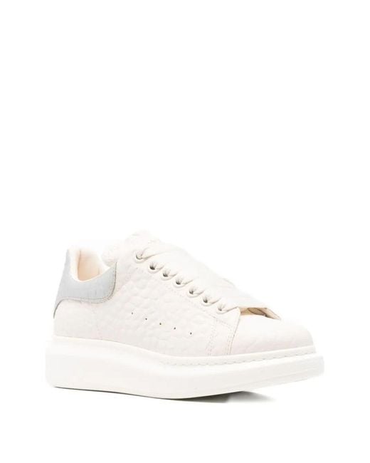 Alexander McQueen White Oversized Sneakers With Textured Heel Tab Shoes