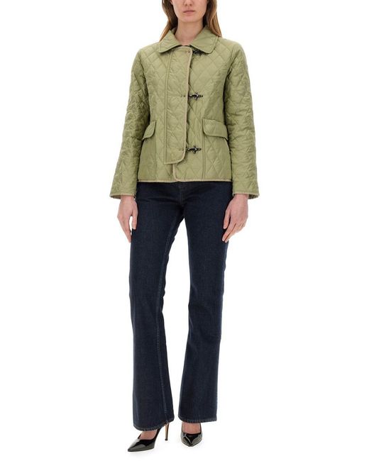 Fay Green 3-Hook Nylon Quilted Jacket