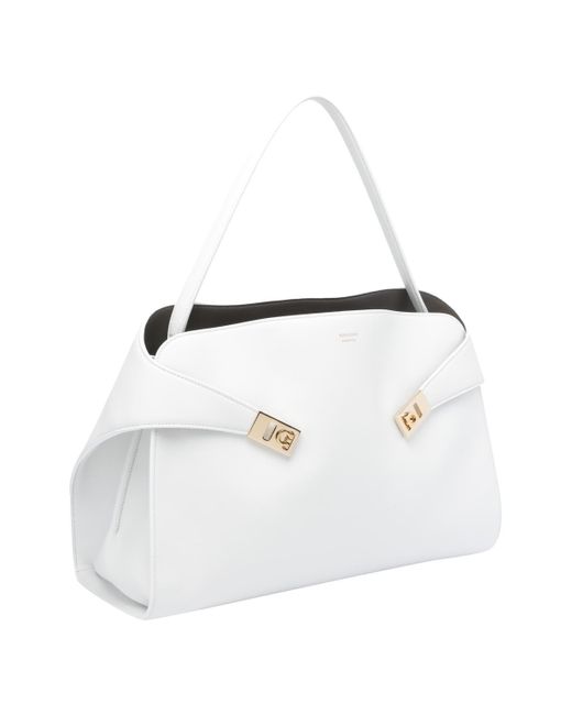 Ferragamo White Medium Hug Shoulder Bag