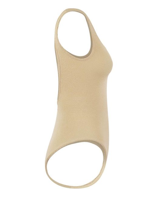 Mc2 Saint Barth Natural Lora - One-piece Swimsuit With Round Neckline