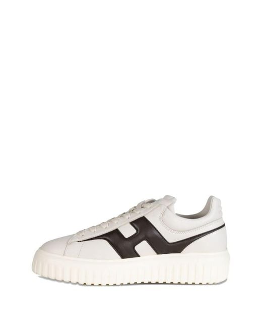 Hogan Brown H-Stripes Leather Sneakers for men