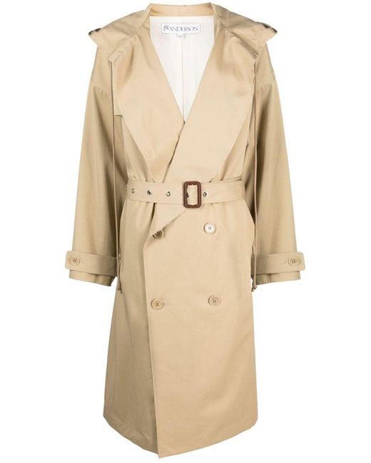 J.W. Anderson Natural Hooded Double-breasted Trench Coat