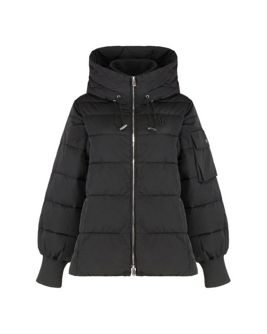 Pinko Women's Black Crusca Hooded Short Down Jacket