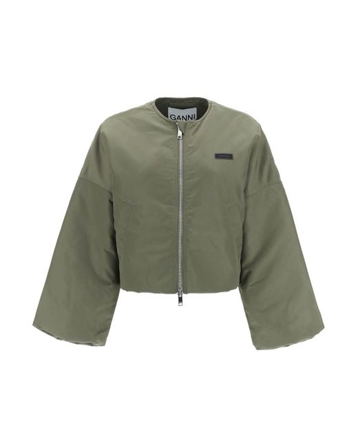 Cropped Bomber Jacket in Green Lyst
