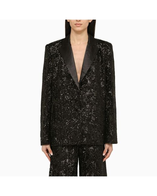ROTATE BIRGER CHRISTENSEN Black Single Breasted Jacket With Sequins
