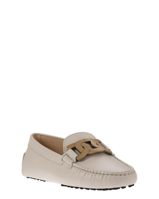 Tod's Natural Loafer With Metal Chain