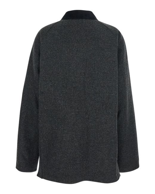 Barbour Black Jacket With Classic Collar And Patch Pockets for men