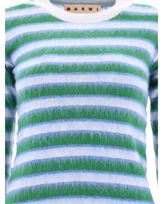 Marni Blue Striped Mohair Sweater