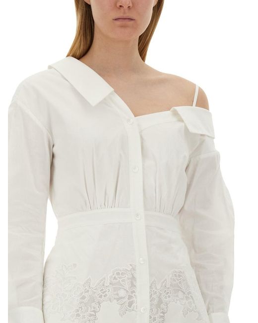 Self-Portrait White Cotton Lace Mini Dress