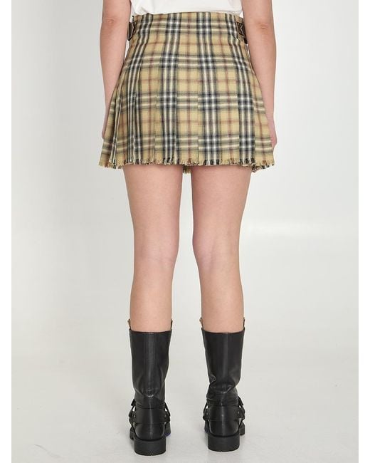 Burberry Green Mini Check Wool Kilt