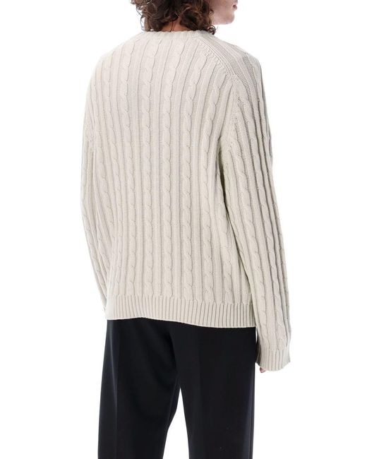 Helmut Lang White Cable Knit Cardigan for men