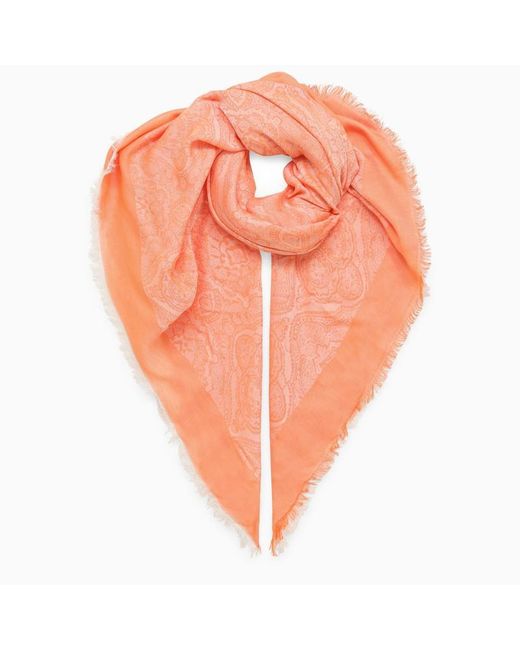 Etro Orange Cotton-blend Scarf