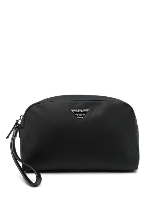 Emporio Armani Black Nylon Washbag for men