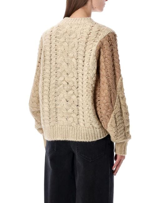 Isabel Marant Natural Patchwork Cable Knit Sweater