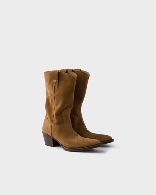 Prada White Suede Boots