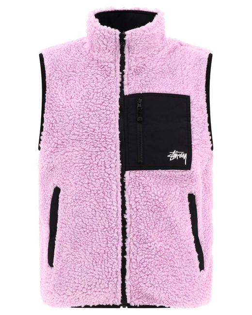 Stussy Pink Reversible Sherpa Jacket for men