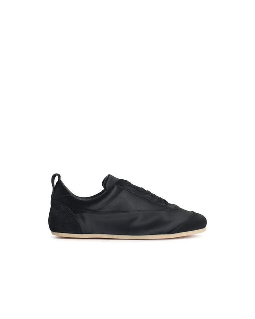 Jil Sander Etage' Satin Sneakers With Black Suede Trim