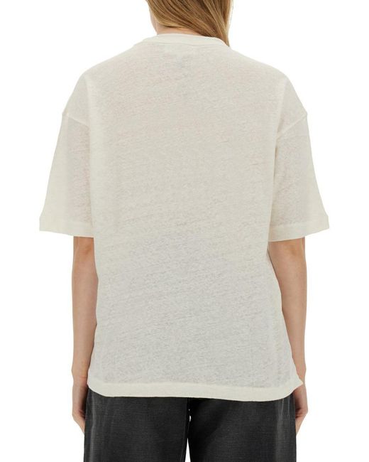 YMC White Cotton And Linen T-Shirt